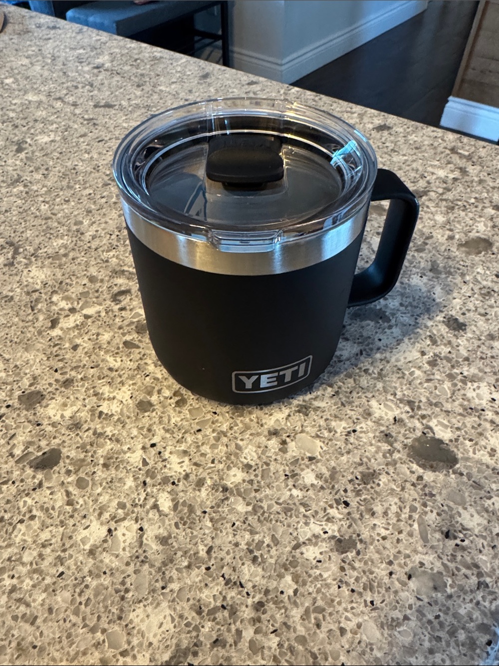 14oz Yeti Black Insulated Travel Mug with Clear Lid